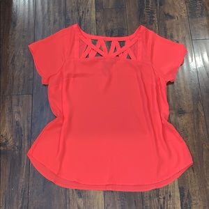 ORANGE/CORAL CAGE BACK AND FRONT GEORGETTE TOP